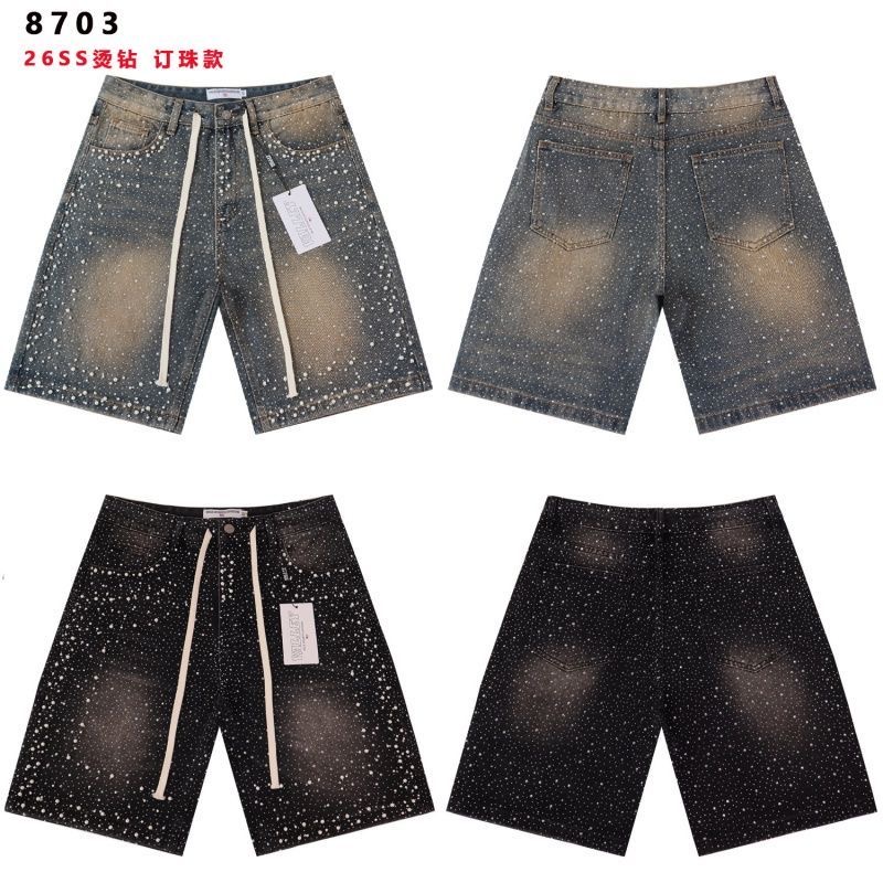 Vale Forever Vintage Rhinestone Beaded Washed Distressed Denim Shorts, Summer Casual