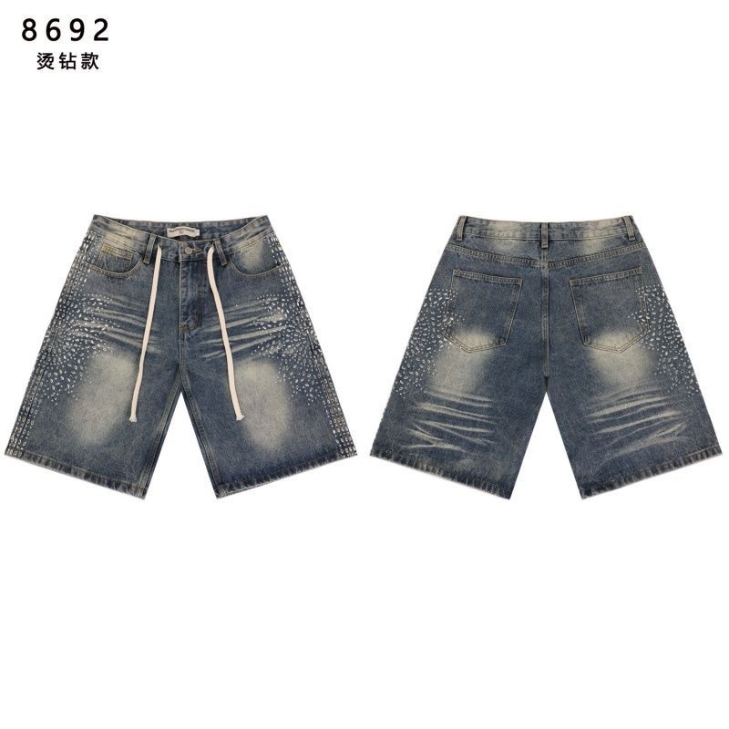Vale Forever Skittle Rhinestone Vintage High Street Men's Denim Shorts