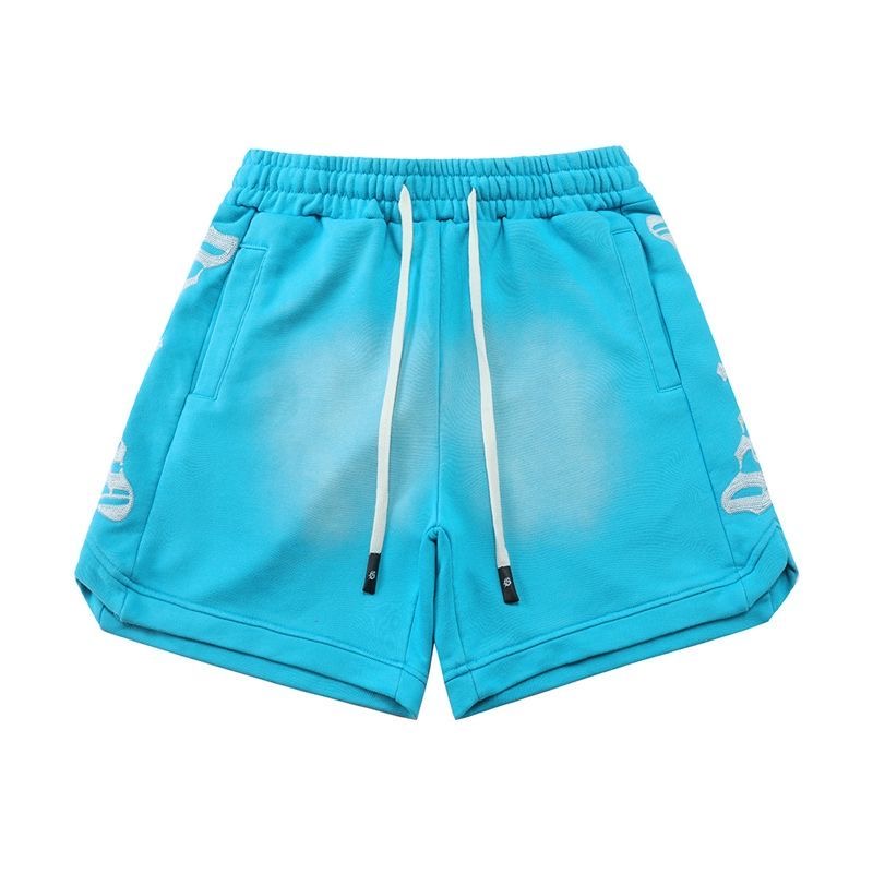 GODSPEED American Vintage Washed Casual Shorts, Unisex Loose Straight Fit with Side Embroidered Logo