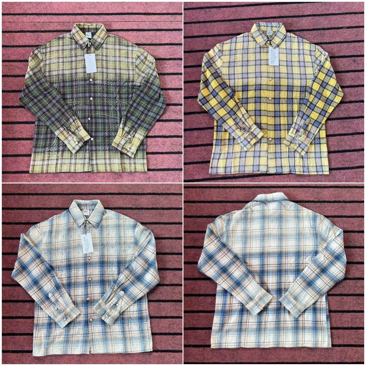 Valley Rhinestone Logo Plaid Long Sleeve Shirt