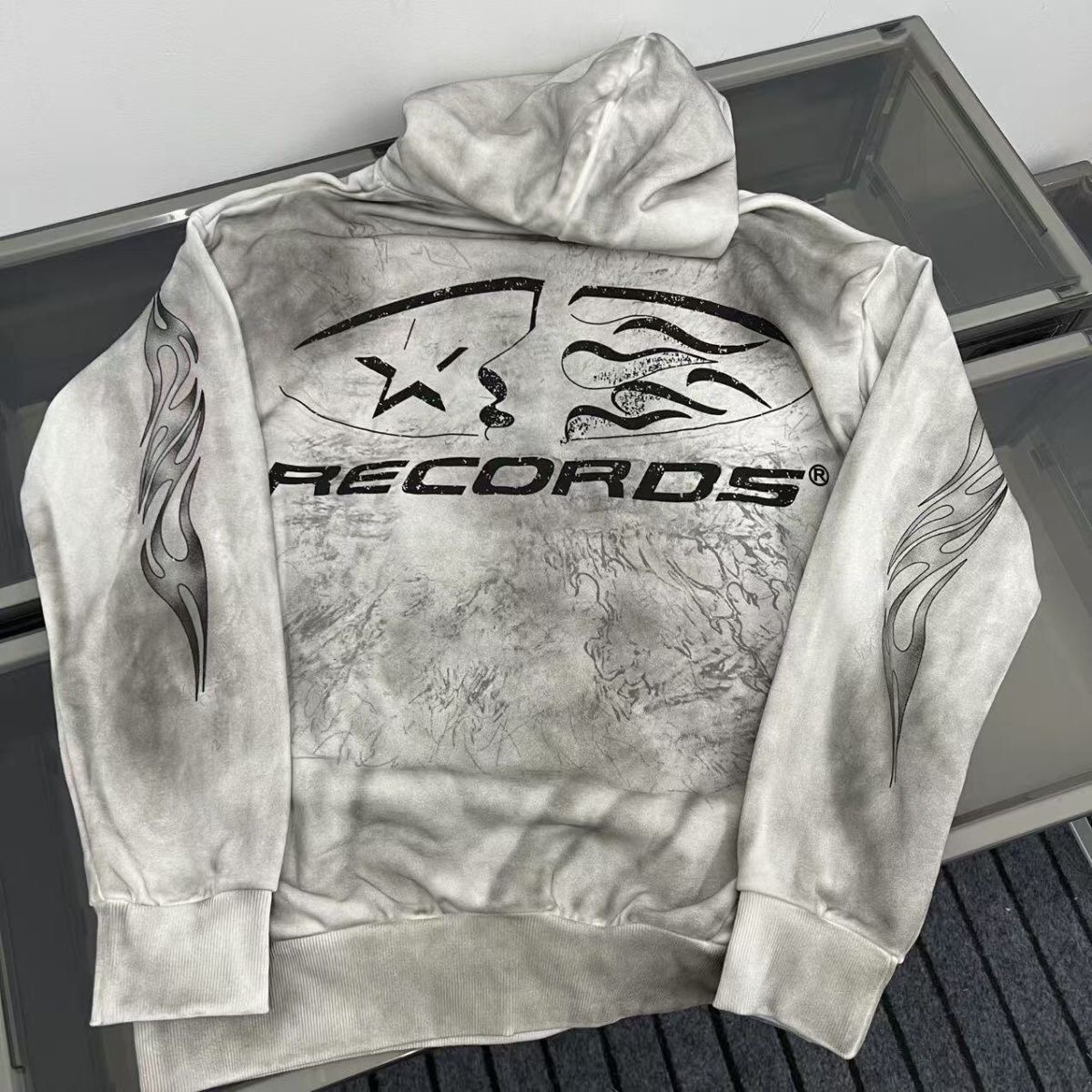 Hellstar Big Face Print Hoodie washed white