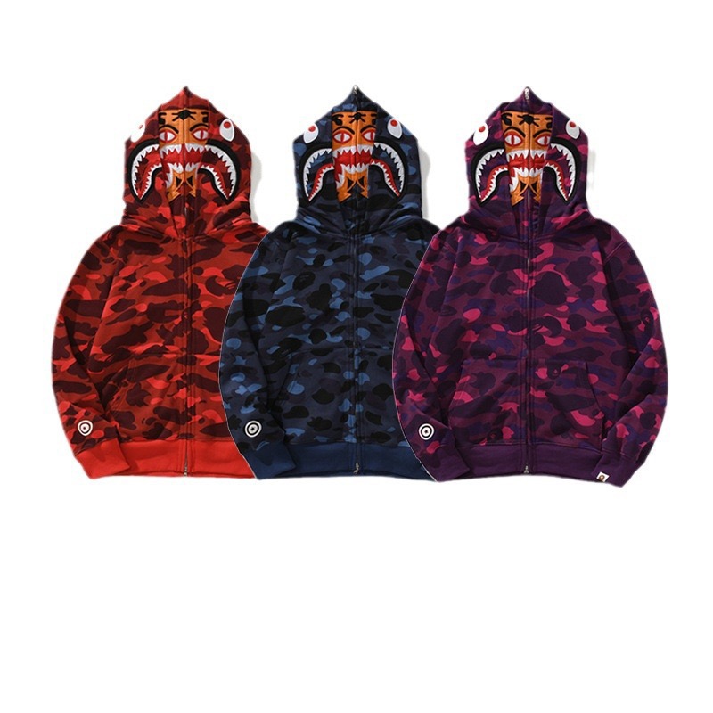 BAPE Color Camo Tiger Shark Full Zip Hoodie