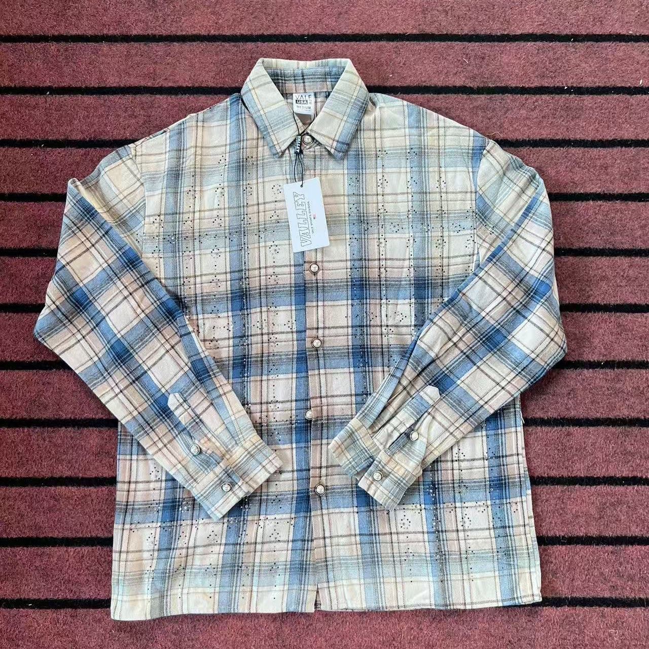 Valley Rhinestone Logo Plaid Long Sleeve Shirt