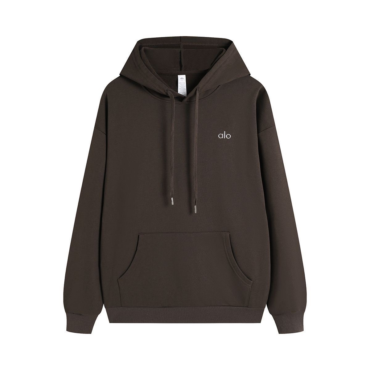 Alo Yoga Accolade Hoodie Grey Cotton-Blend Fleece Pullover