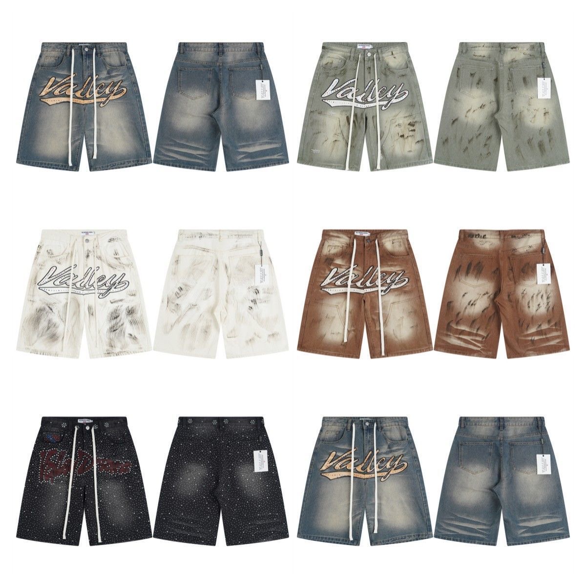 Vale Valley Forever Iced Out Rhinestone Denim Jorts