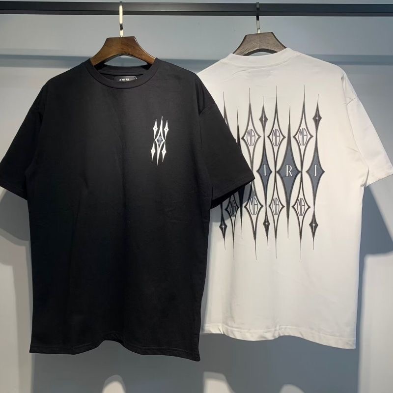 European and American AMIR diamond letter printed short sleeved versatile couple short sleeved T-shirt