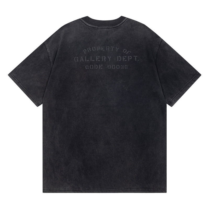 Paris Limited Yellow Letters Washed Tee Black