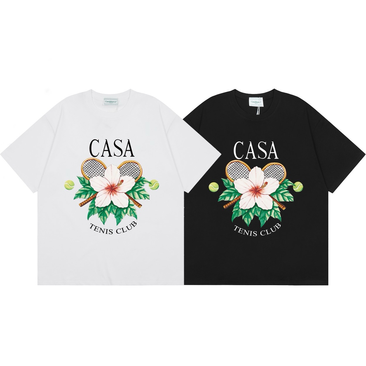 Tennis club with flowers printed high quality tshirt