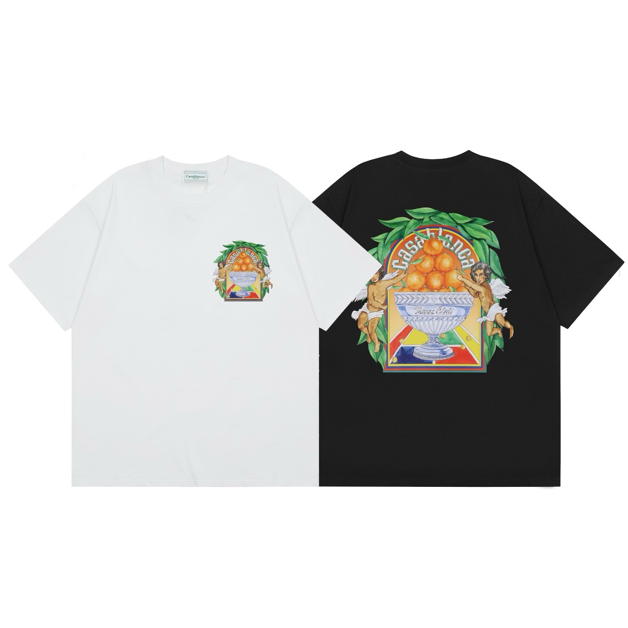 Angles in both side tennis club printed cotton tshirt