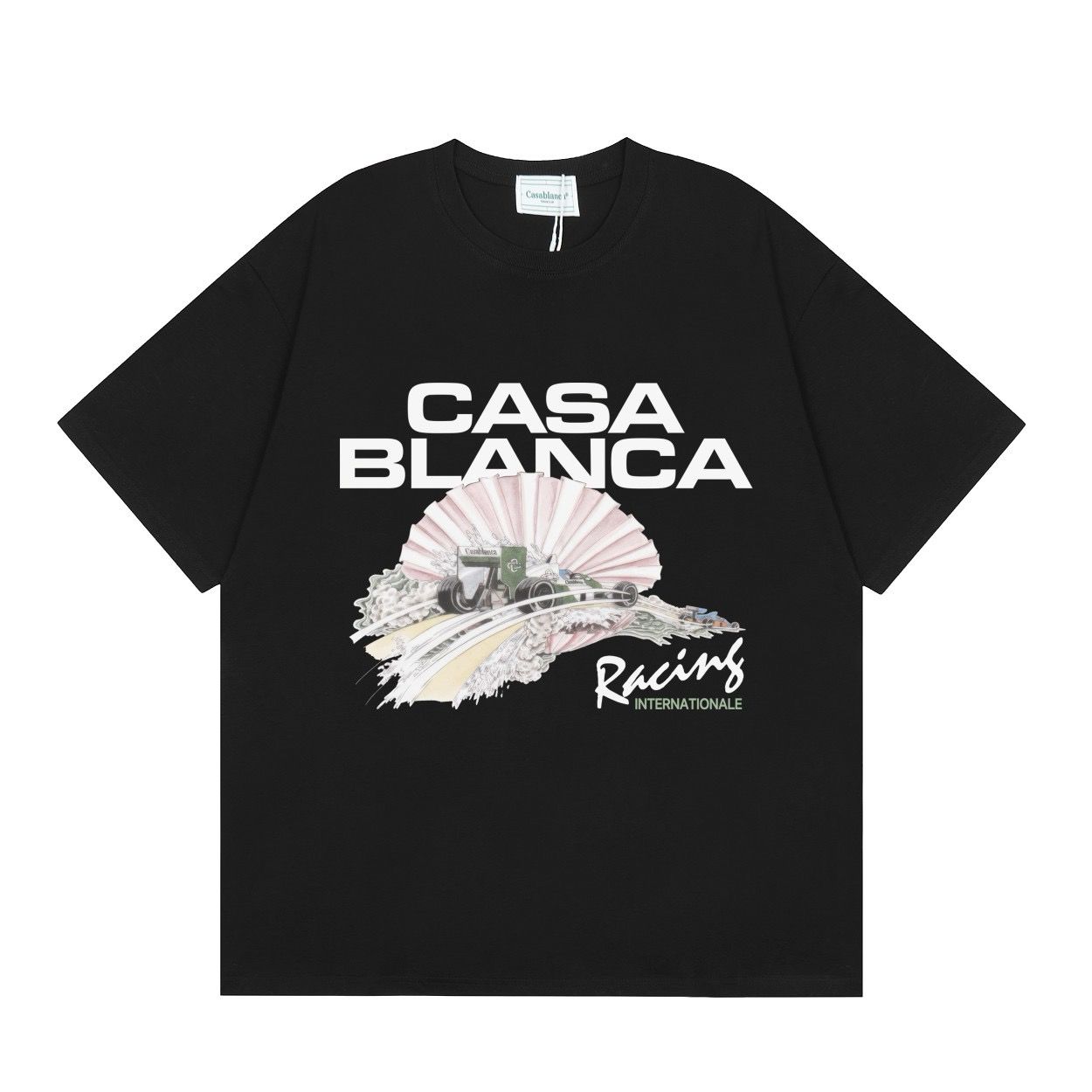 International racing letters with graffic printed basic tshirt