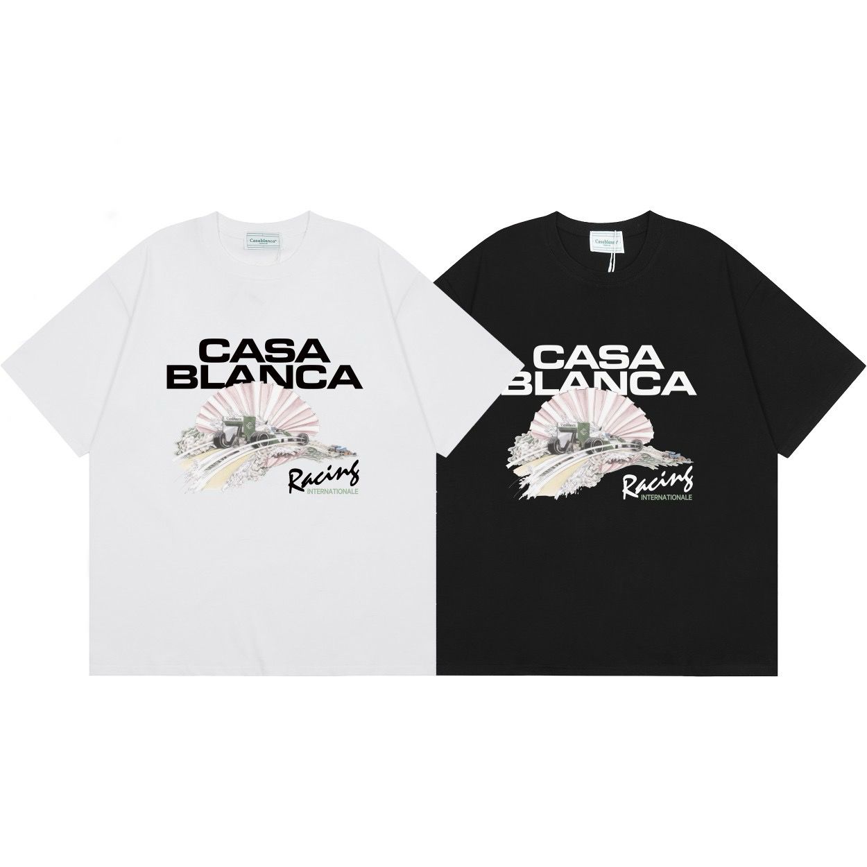 International racing letters with graffic printed basic tshirt