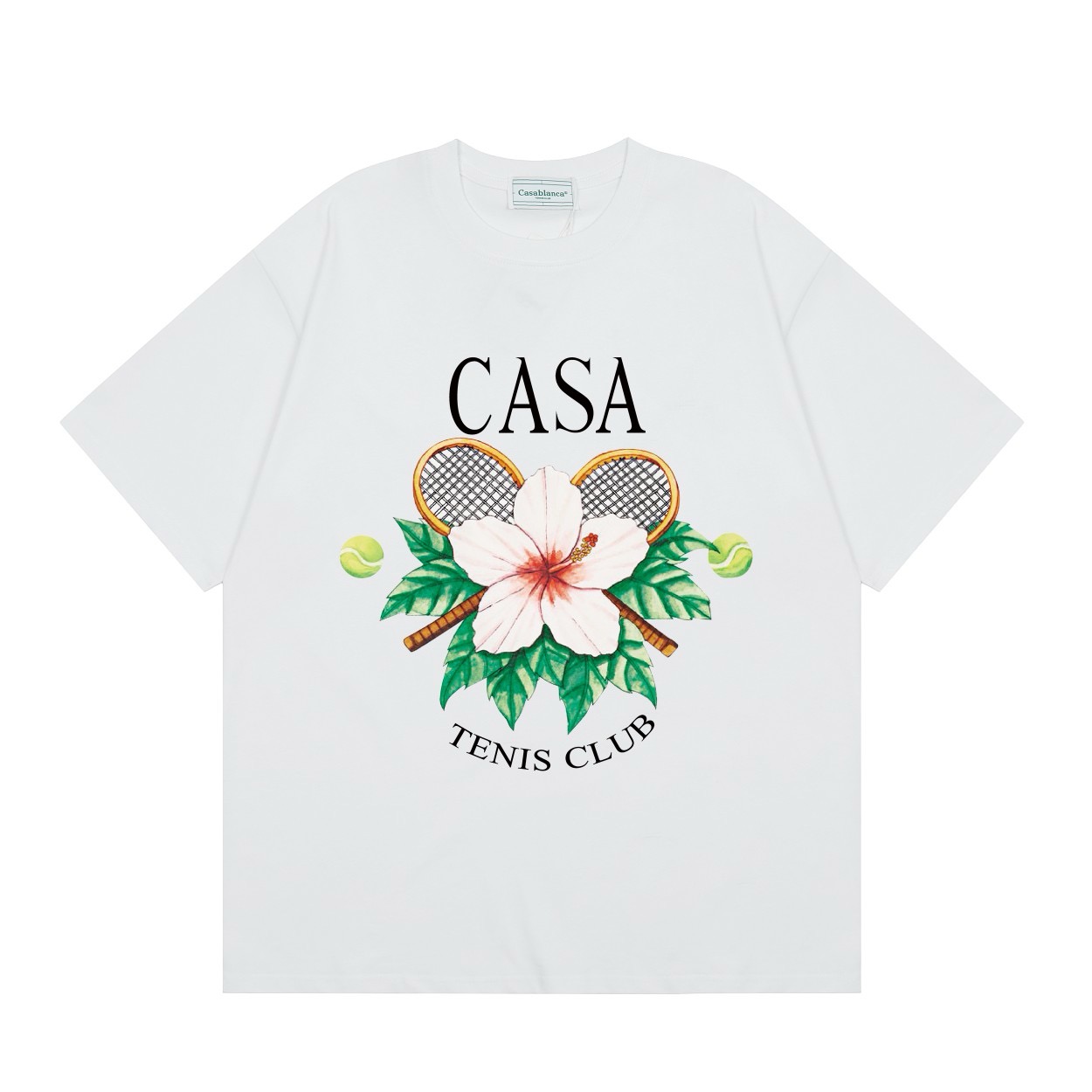 Tennis club with flowers printed high quality tshirt