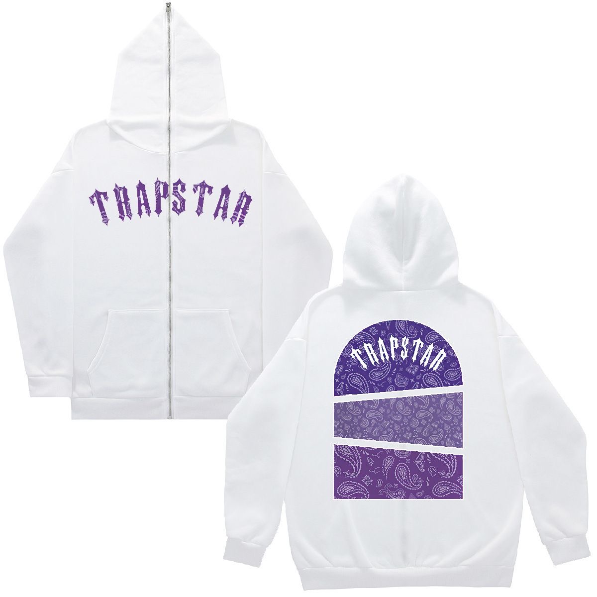 Warm loose letter printed zipper hoodie