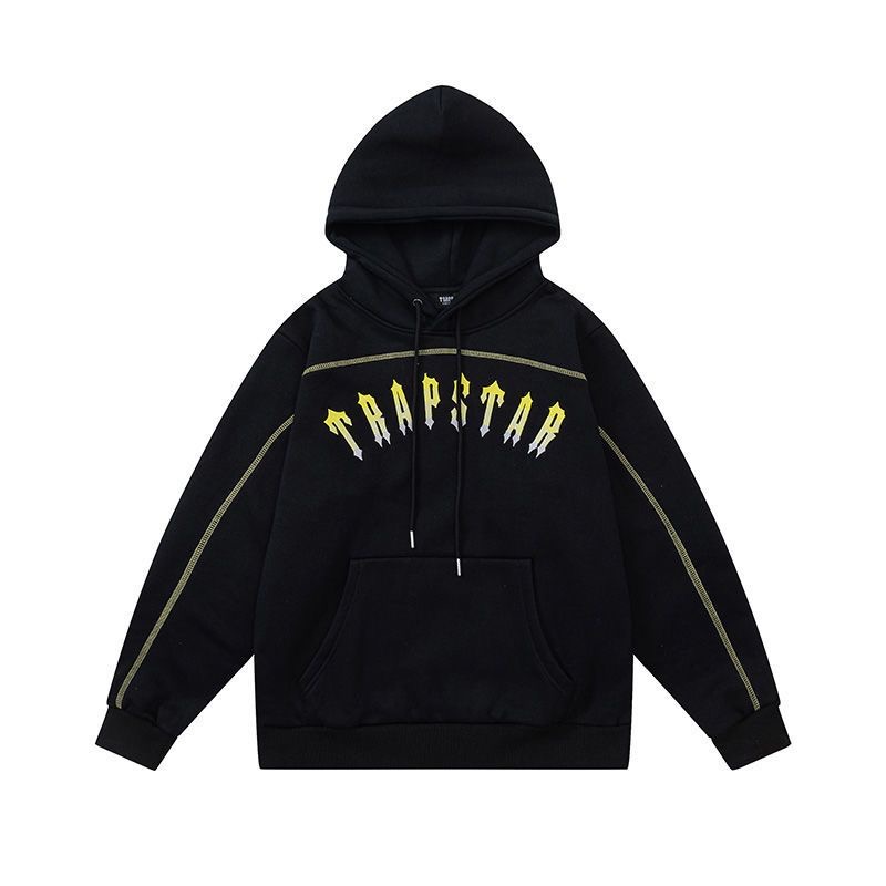 Gold thread gradual embroidery with velvet hoodie