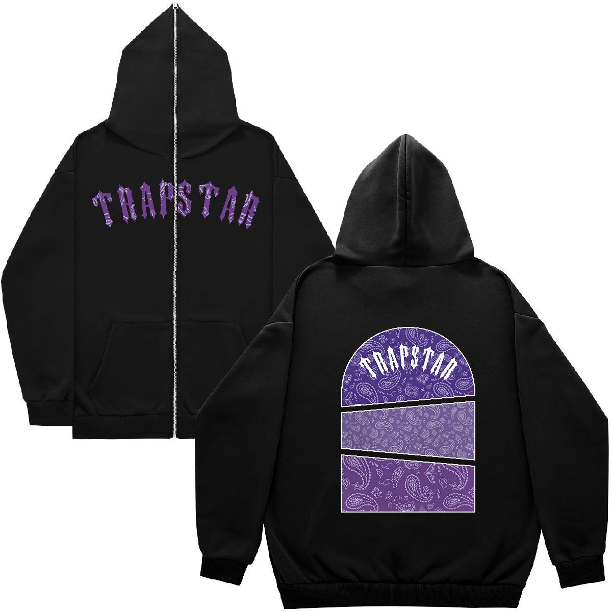Warm loose letter printed zipper hoodie