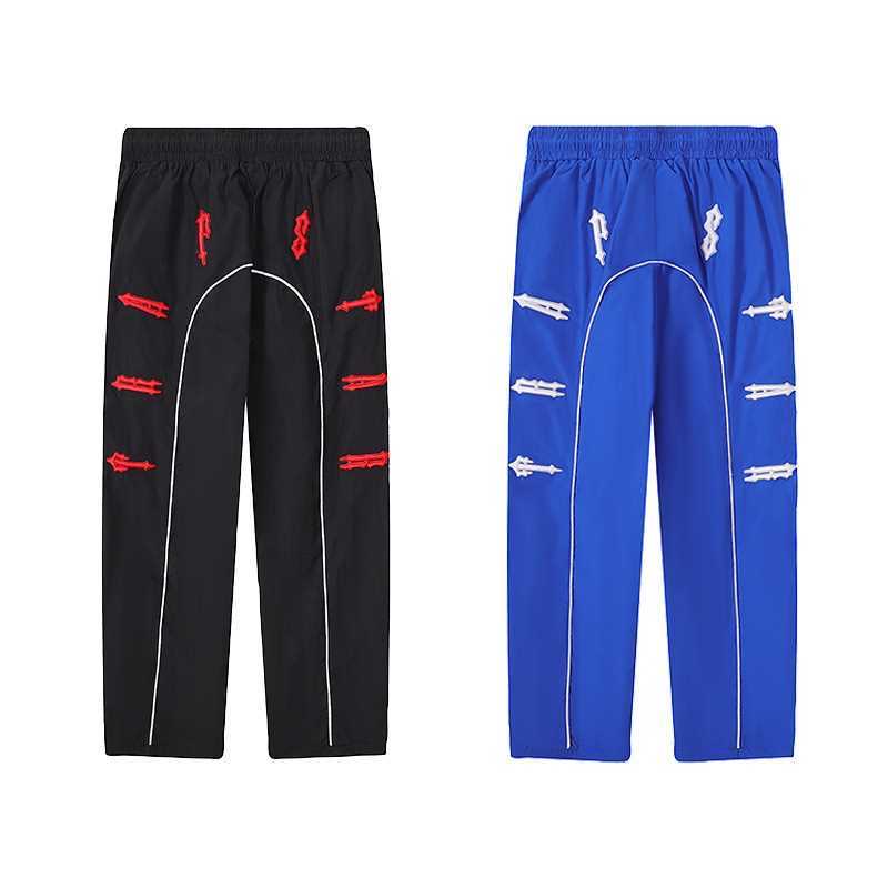 Embroidered woven ribbon drawstring pant