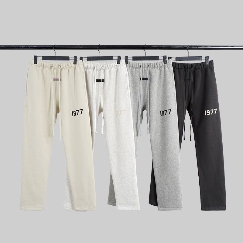 Straight leg cotton flocking double line loose pant