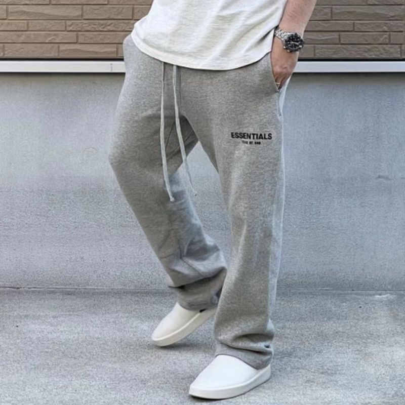 Pure double line flocking small label printed pant