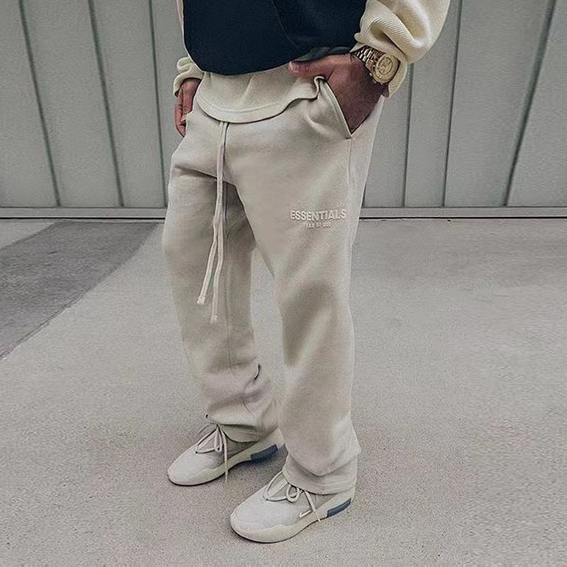 Pure double line flocking small label printed pant