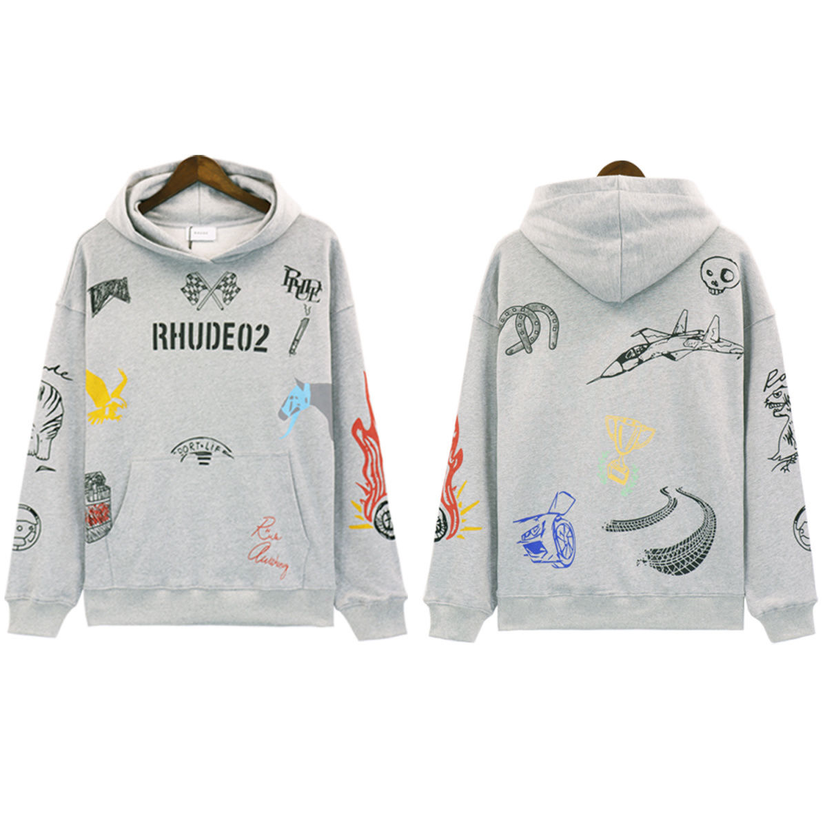 Full Calligraphy Print Hoodie 2 Colors