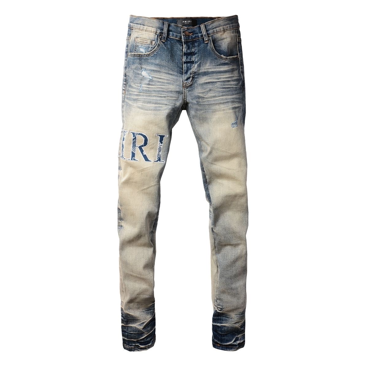 No. 8892 Blue Bandana Letters Logo Jeans Blue