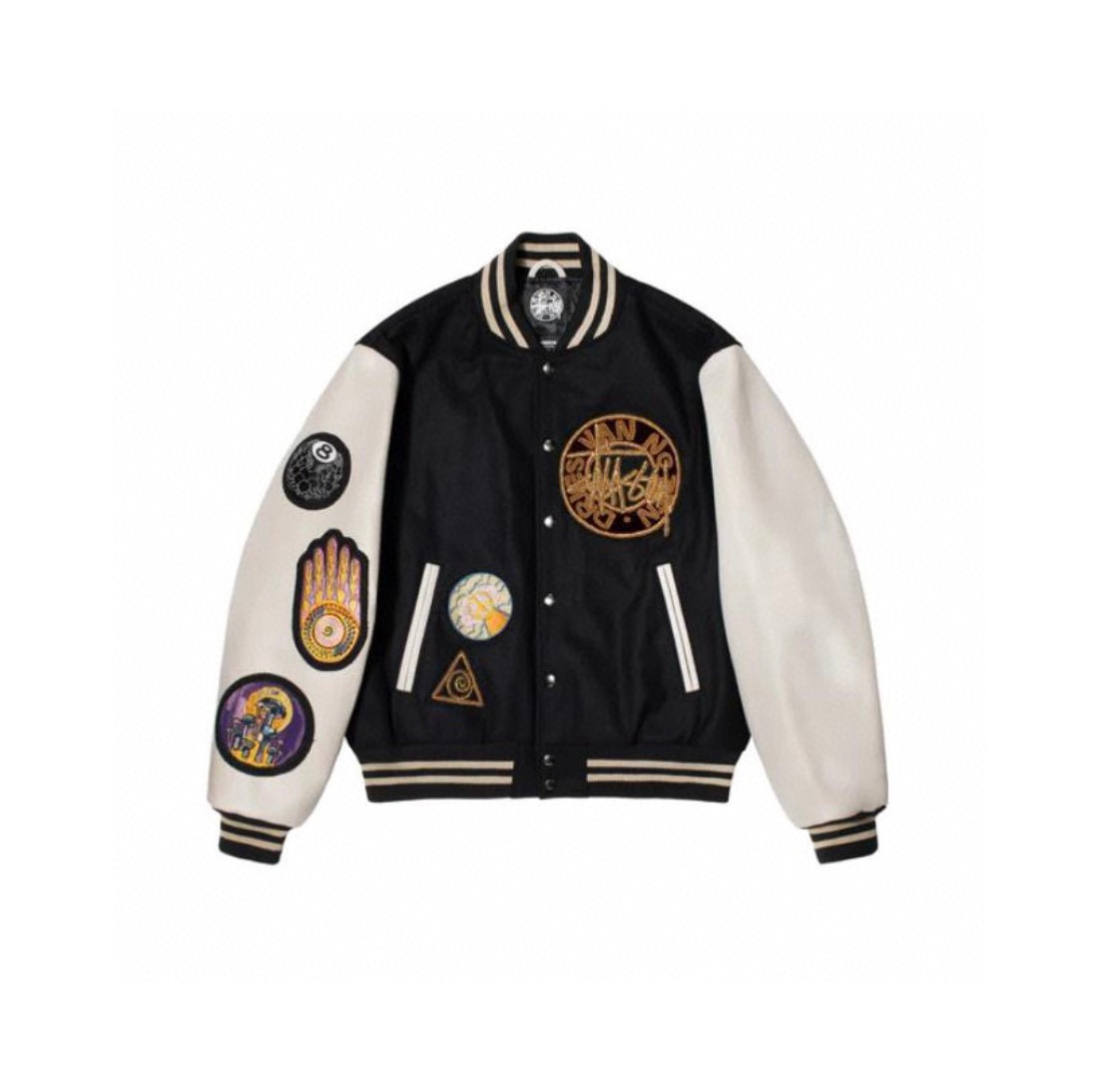 Dries Van Noten & Stussy 22FW Baseball Jacket Black