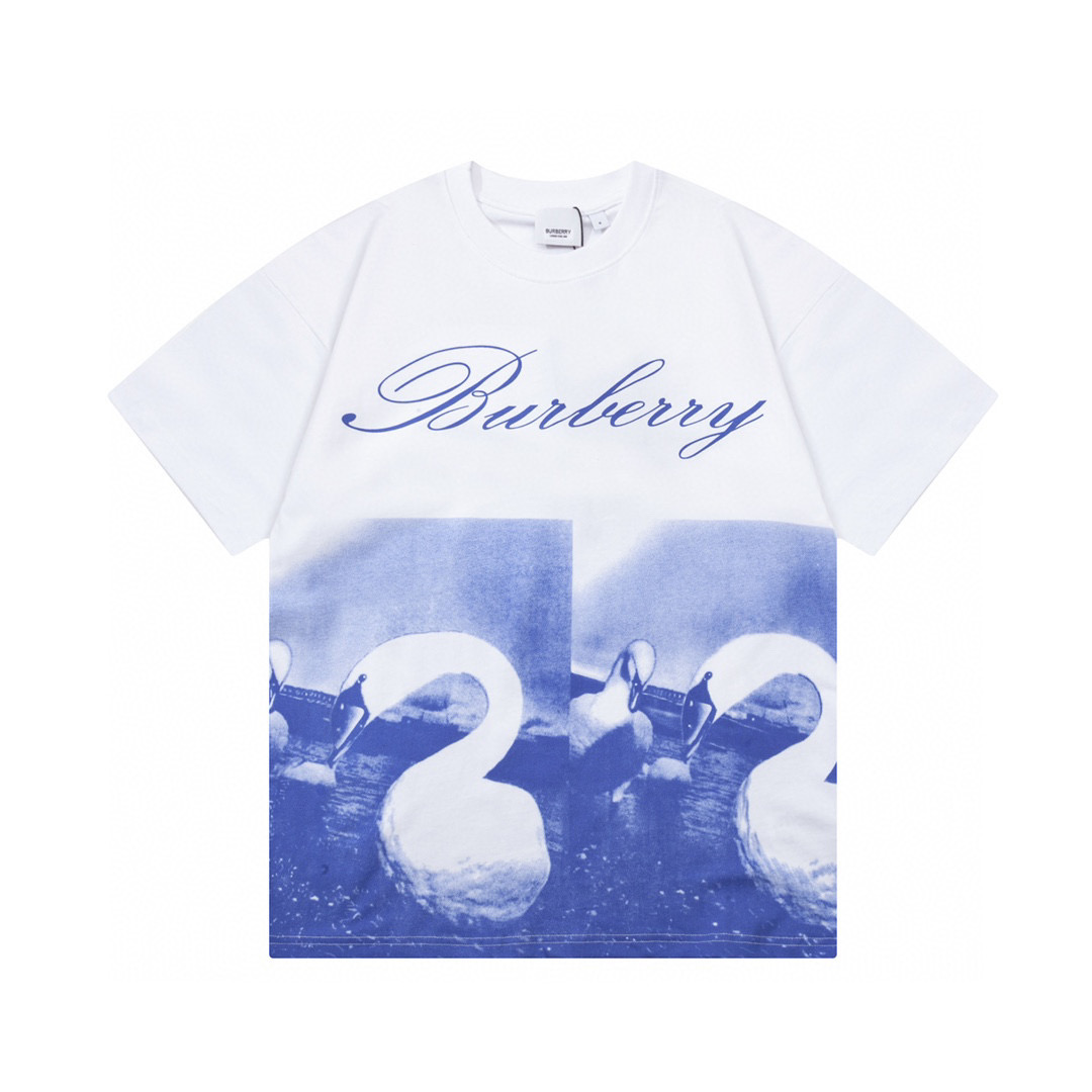 Burberry swan Print Tee White
