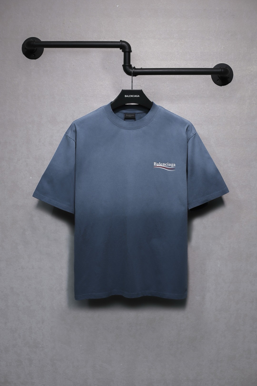 Balenciaga gradient cola print blue tee