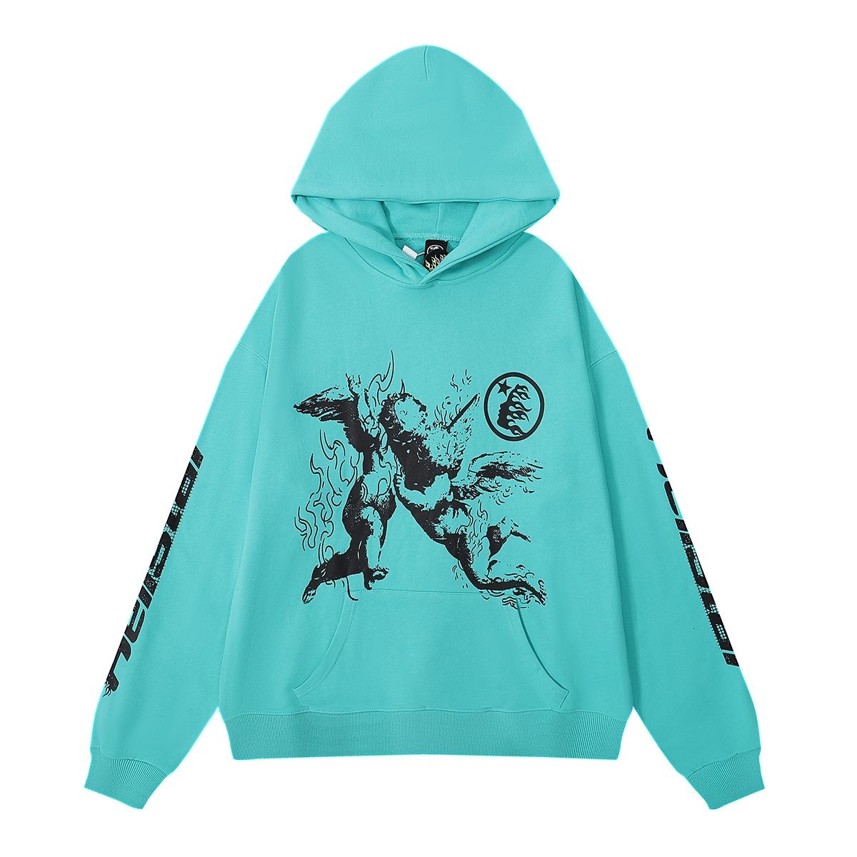 Hellstar Twin Angel Wings Printed Cotton Casual Sweatshirt