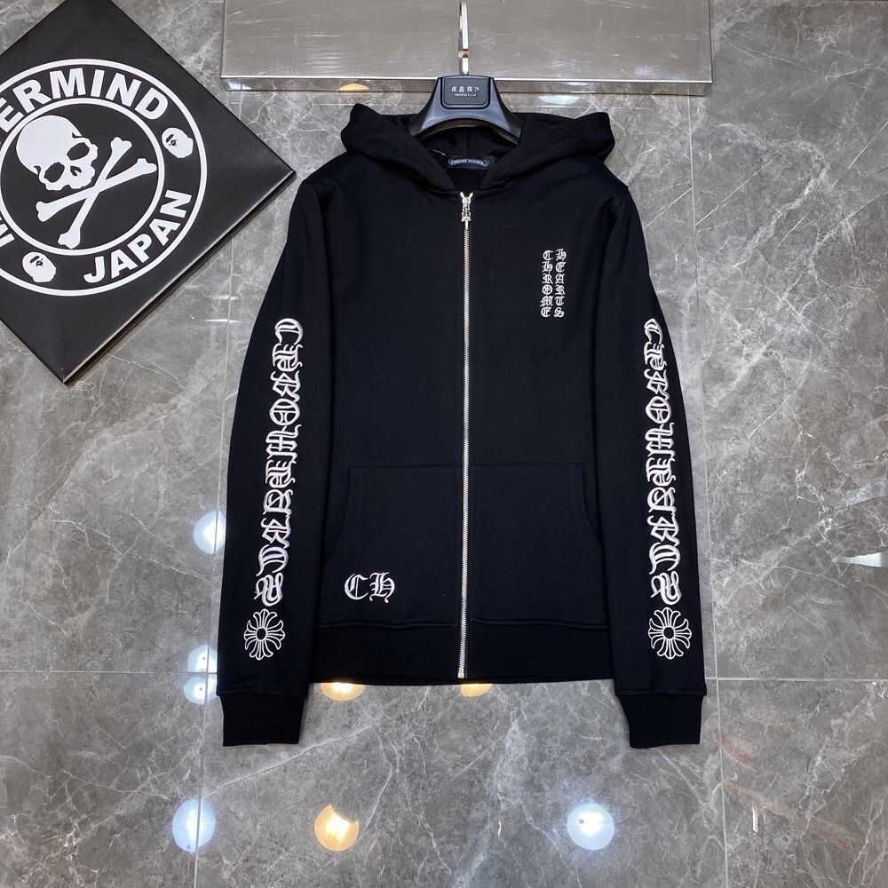 Chrome Heart Sanskrit Print Hoodie Sweatshirt with Horseshoe Logo