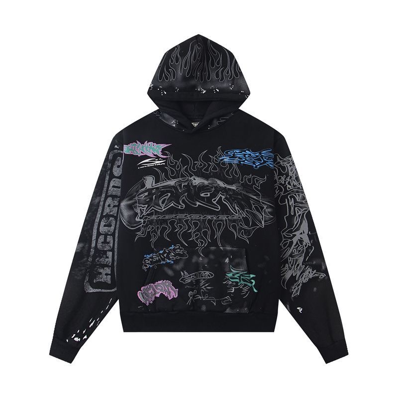 Hellstar Full Print Hoodie Black Color