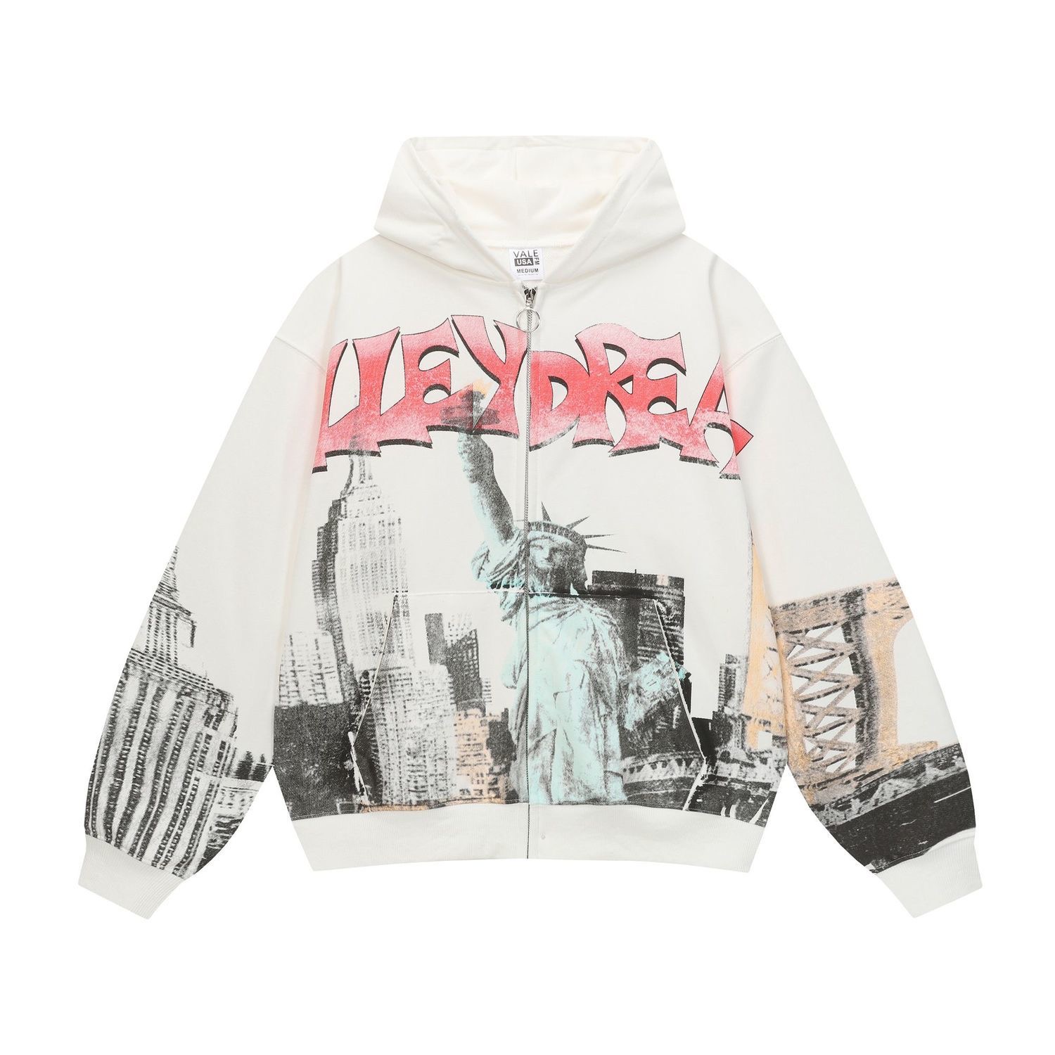 Vale washed retro American washed pure cotton hooded sweatshirt with loose fit and high quality