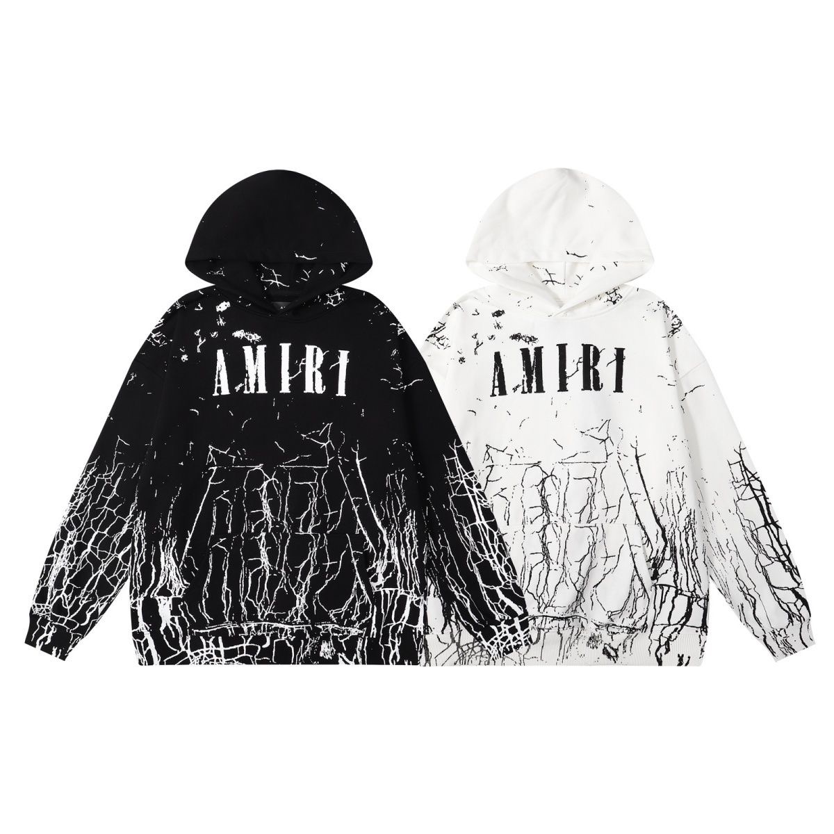Cross border Amiri crack classic letter print 260g loose hooded sweatshirt jacket for men