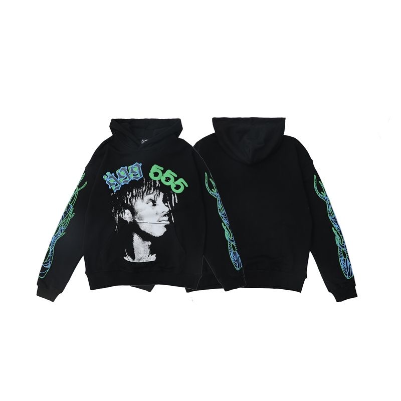 Sp5 hoodie spider web youthfug European and American celebrity portrait foam letter hooded hoodie