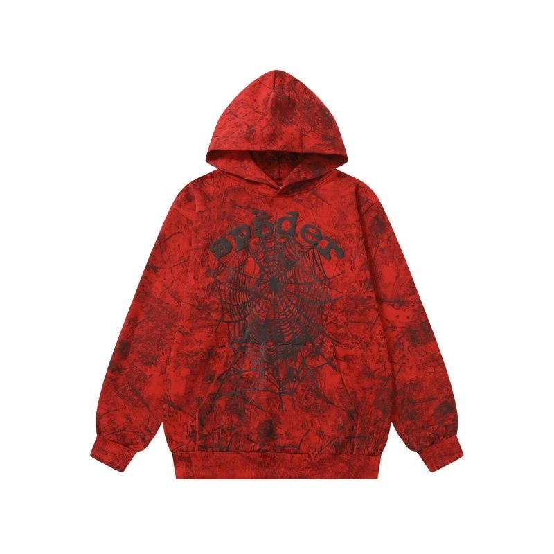 Sp5der Spider Web Foam Letter Print Full Print Retro Graffiti Hoodie